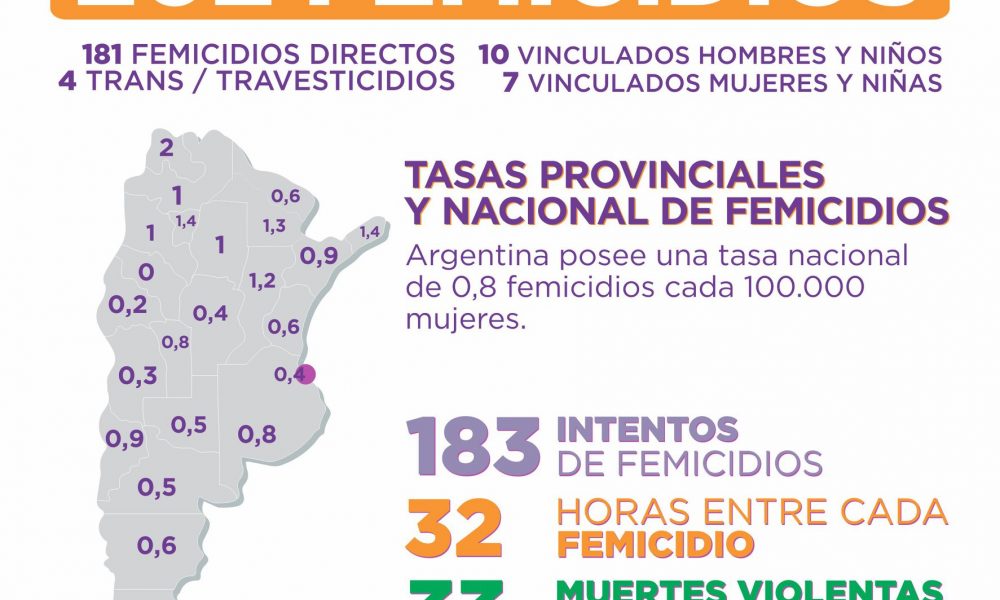 En lo que va del año, hubo 202 femicidios en el país, uno cada 32 horas