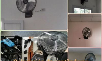 Un profe pasó el feriado instalando ventiladores