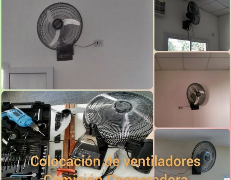 Un profe pasó el feriado instalando ventiladores