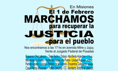 1F: Este martes Misiones sale a la calle exigiendo la recuperación de Justicia para el pueblo
