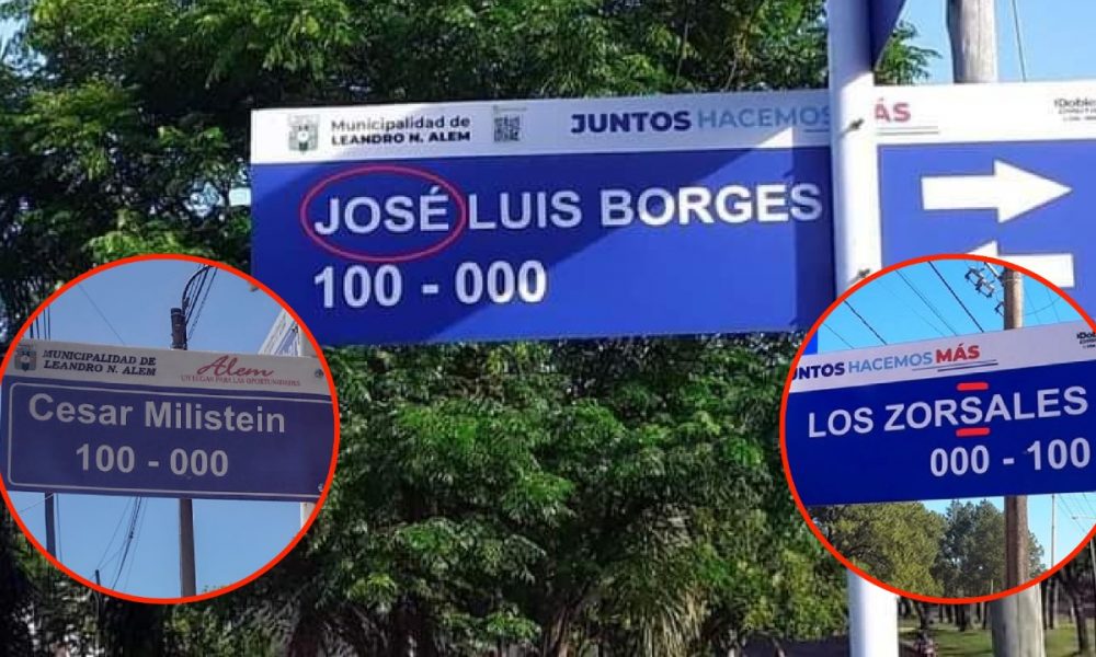 Instalan cartelería con errores en Alem: calle “José Luis Borges”