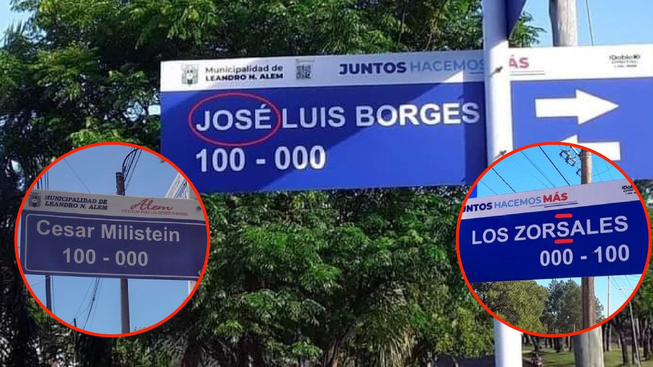 Instalan cartelería con errores en Alem: calle “José Luis Borges”