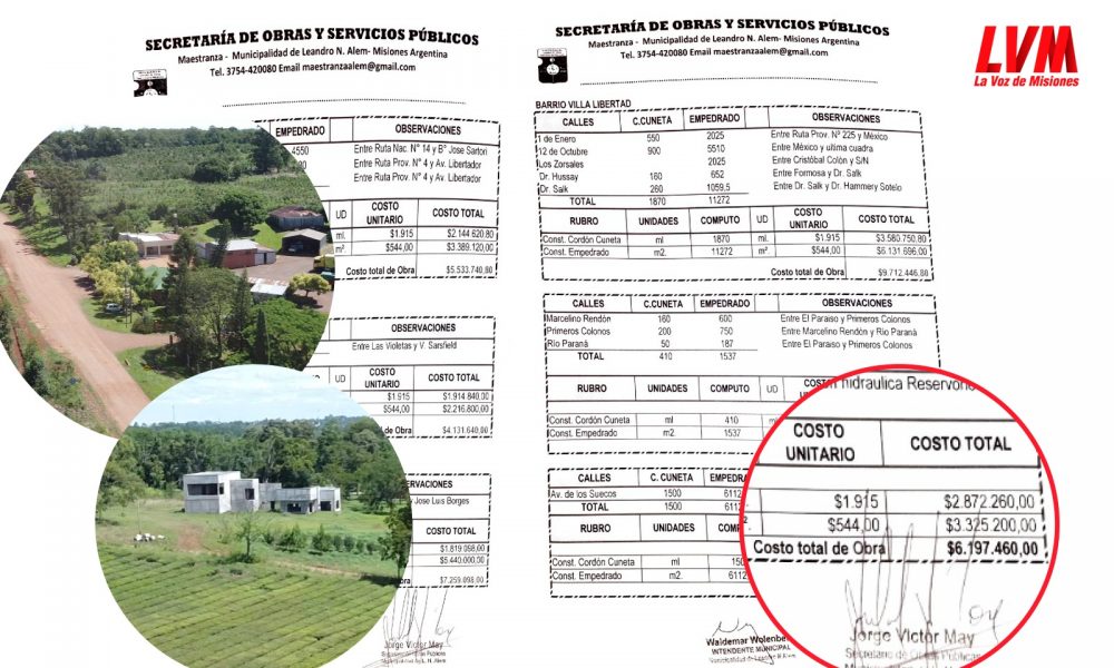 Intendente de Alem proyecta asfalto hasta la entrada de su casa y su empresa