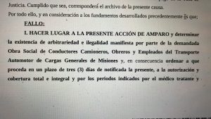 La Justicia obliga a Camioneros a garantizar cobertura a niño con discapacidad