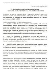 Productores insistirán con la utilización del glifosato en la Legislatura
