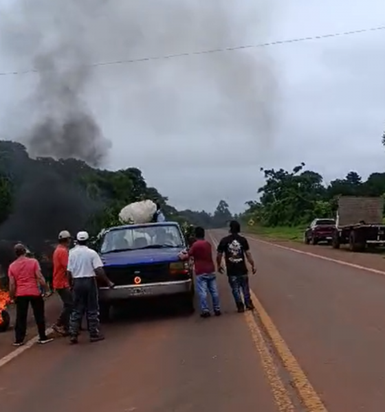 Protesta yerbateros: colonos incautan raídos de hoja verde y la queman en San Pedro