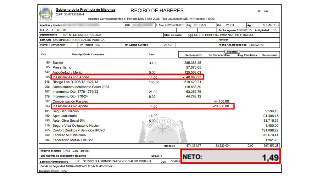 Trabajadores de Salud denuncian descuentos: "Me sacaron $560.678 del sueldo”