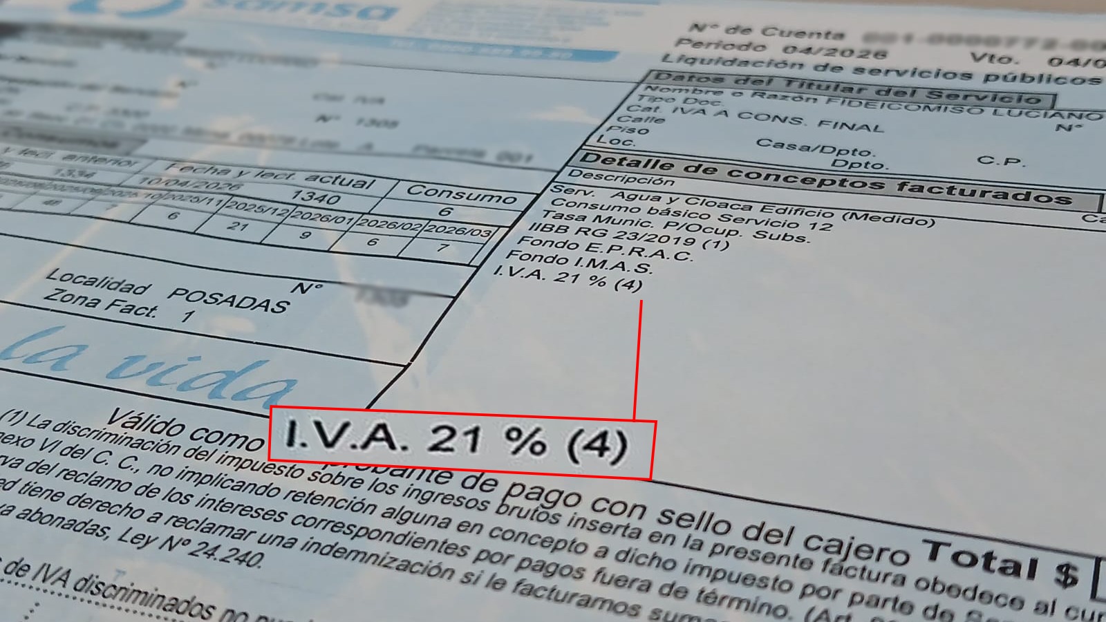 El Eprac reclama a Nación la reducción del IVA en las tarifas de agua