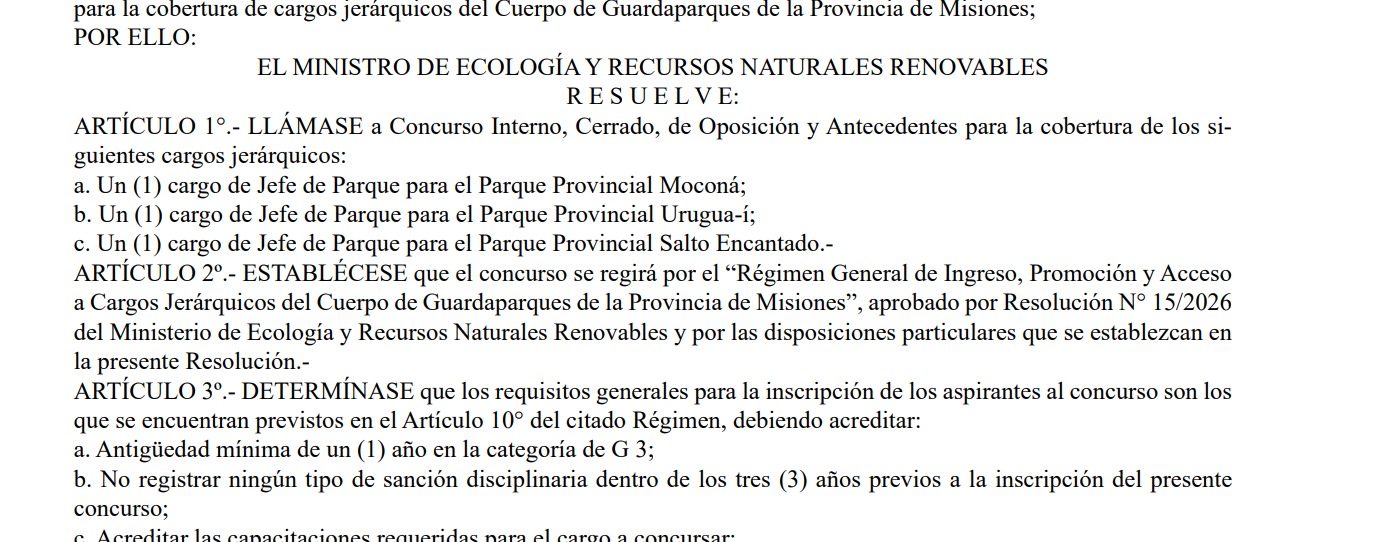 Abren concurso para cubrir cargos jerárquicos en tres parques provinciales imagen-10