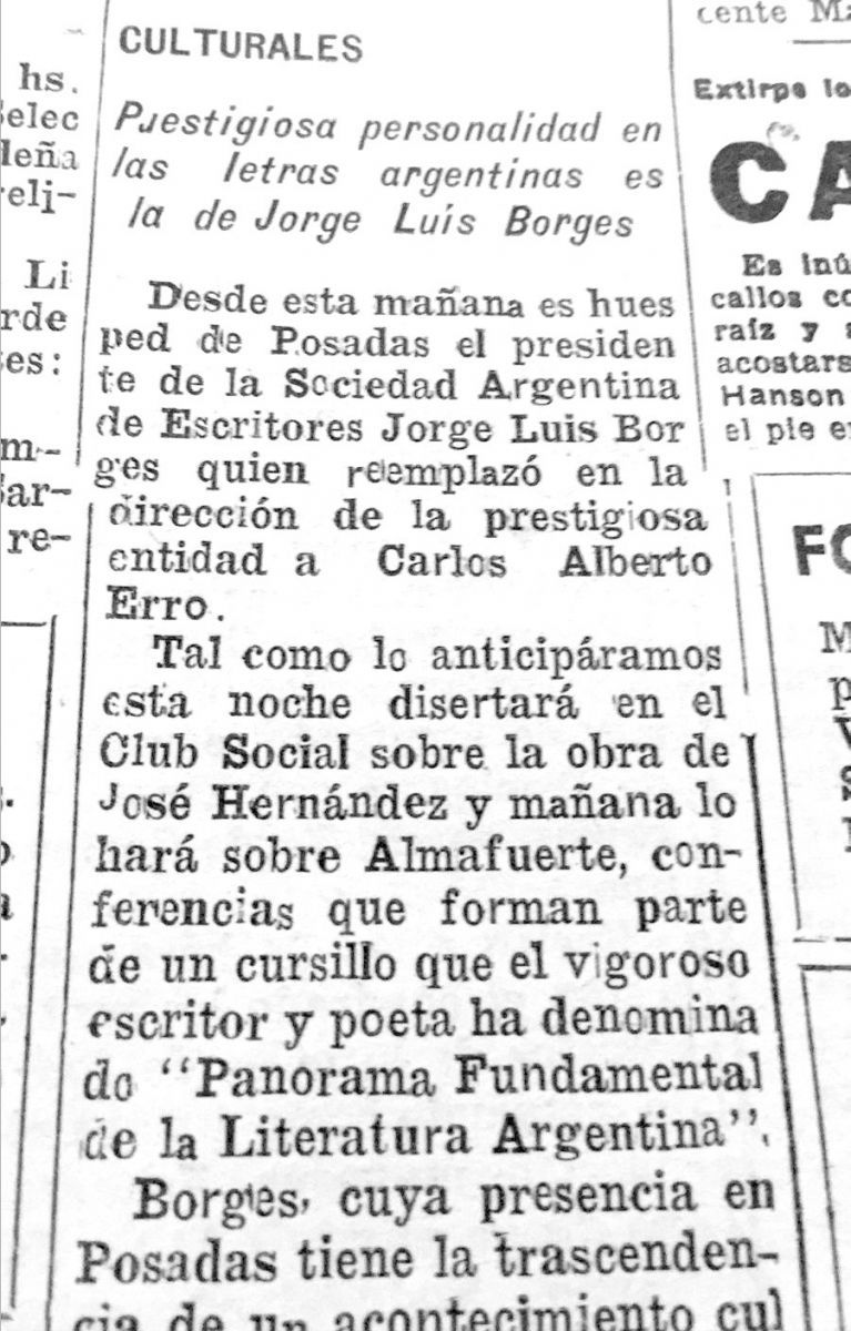 Borges, a 40 años de su muerte: la vista a Posadas y su ascendencia guaraní imagen-9