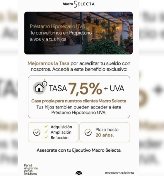 Banco Macro mejora las tasas de préstamos hipotecarios a 20 años